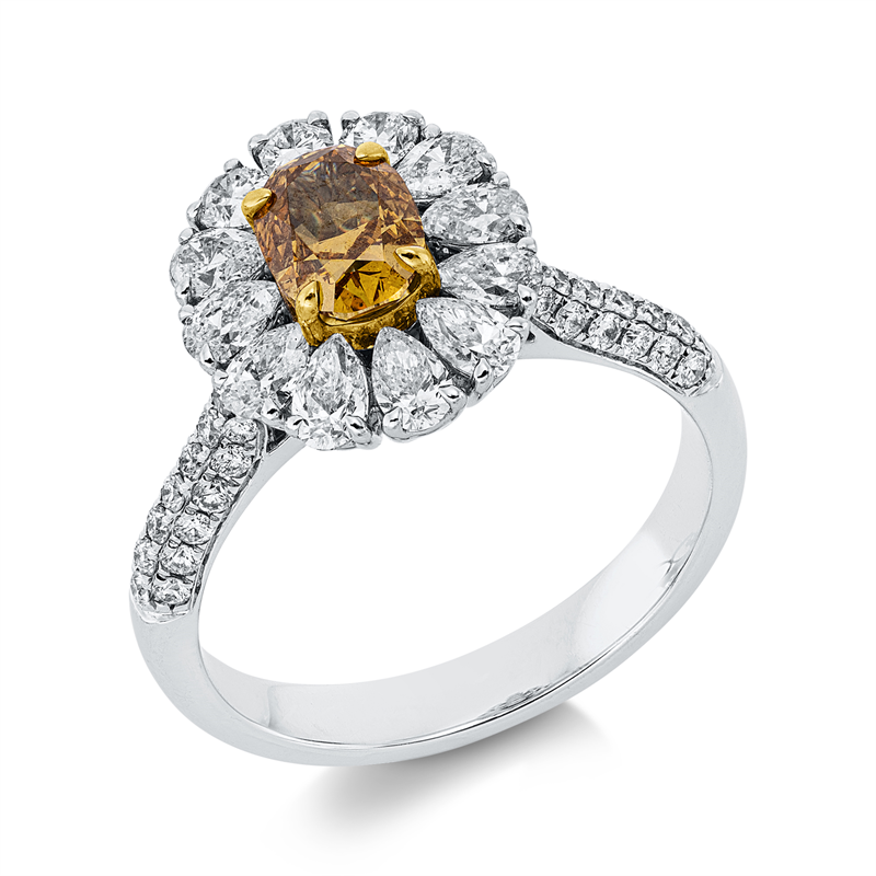 Image 90004223 - Ring 4er-Krappe 18 kt WG GG, GIA 2135168815, 12 Tropfen 0,87 ct, TW-si, 41 Brillanten ...