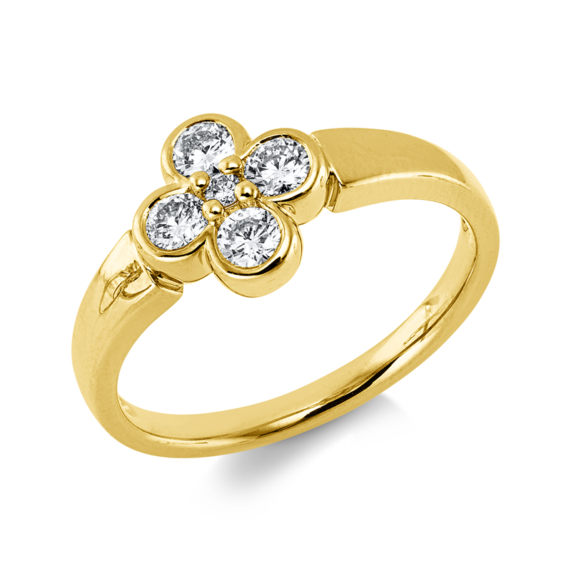 Image 90004224 - Ring 14 kt GG, 5 Brillanten 0,42 ct, W-si, H:9,0 mm, B:9,0 mm, ...