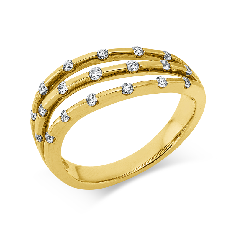 Image 90004230 - Ring 14 kt GG, 19 Brillanten 0,26 ct, W-si, B:7,0 mm, Weite:54 =*=*= Unterkategorie: ...