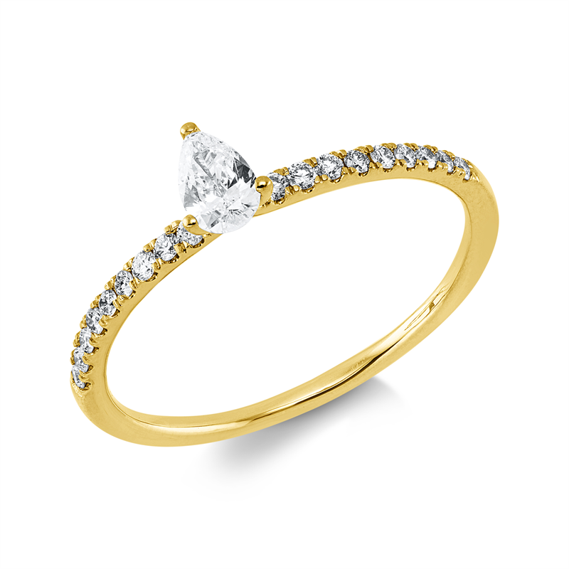 Image 90004236 - Ring 3er-Krappe 18 kt GG Tropfen, 1 Tropfen 0,19 ct, TW-si, 18 Brillanten 0,14 ct, TW-si, ...