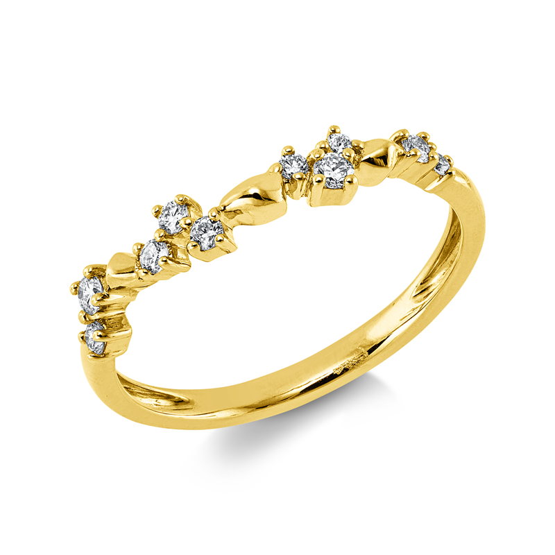 Image 90004238 - Ring 14 kt GG, 10 Brillanten 0,16 ct, W-si/pi, B:3,7 mm, Weite:54 =*=*= Unterkategorie: ...