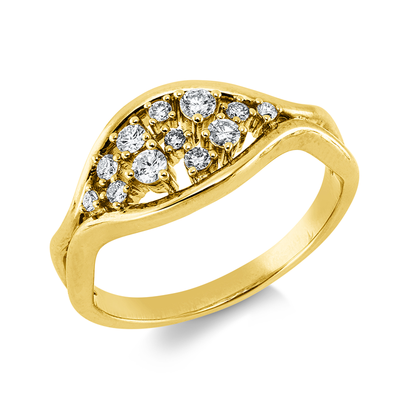 Image 90004240 - Ring 14 kt GG, 12 Brillanten 0,26 ct, W-si/pi, B:8,9 mm, Weite:54 =*=*= Unterkategorie: ...