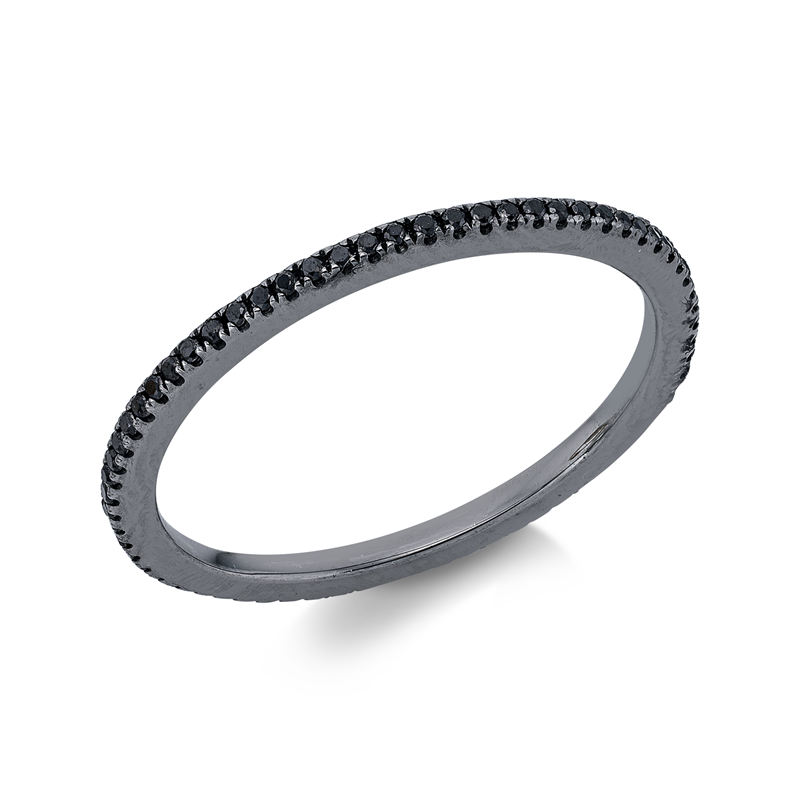 Image 90004248 - Ring 18 kt WG, Fassung schwarz rhodiniert, 67 Brillanten 0,15 ct, schwarz, B:1,2 mm, ...