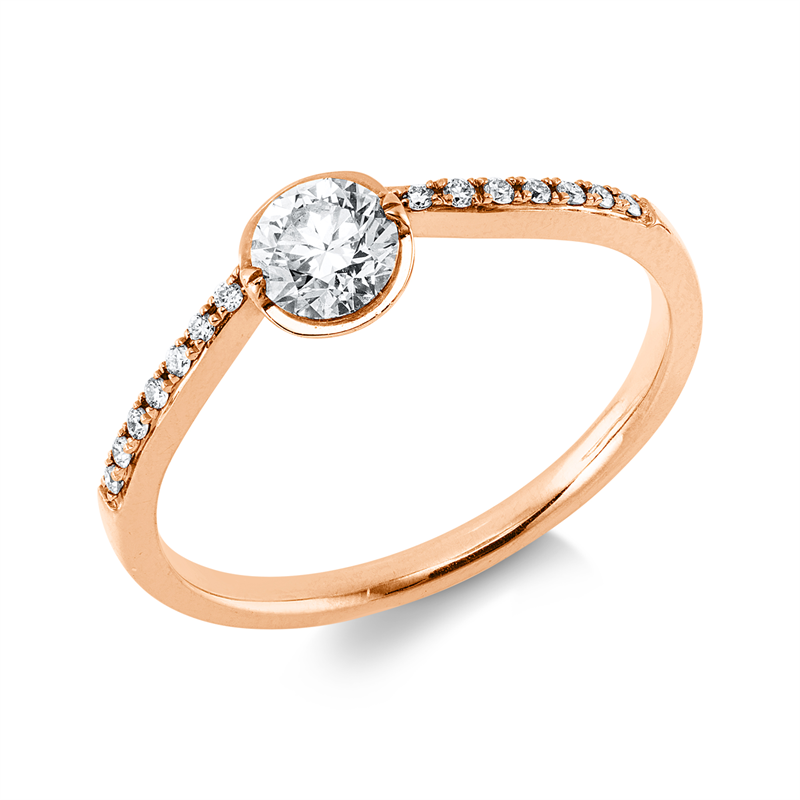 Image 90004269 - Ring Halbzarge 18 kt RG, 1 Brill. 0,32 ct, m-si, 14 Brillanten 0,07 ct, m-si, H:5,0 mm, ...