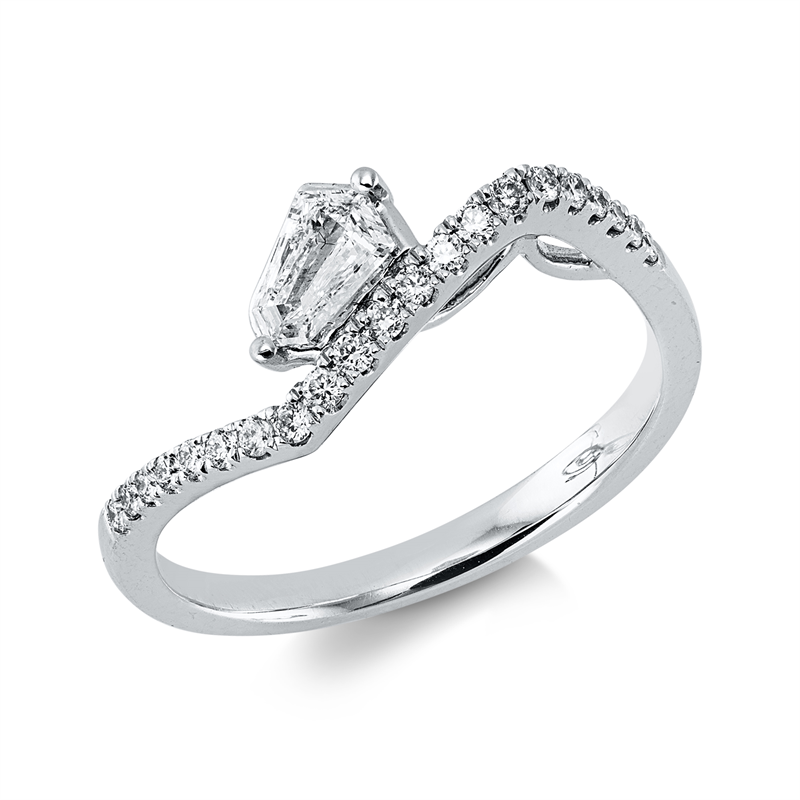 Image 90004274 - Ring 2er-Krappe 18 kt WG, 1 Fant-Schl. 0,20 ct, TW-vsi, 21 Brillanten 0,15 ct, TW-si, ...