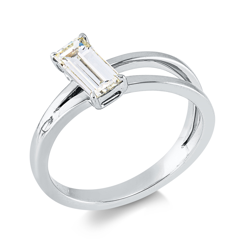 Image 90004158 - Ring 4er-Krappe 18 kt WG, GIA 1363873322, 1 Bag. 0,74 ct, m-vvs2, H:4,4 mm, B:8,4 mm, ...
