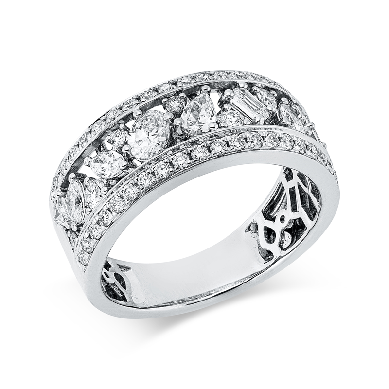 Image 90004302 - Ring 18 kt WG, 7 Brillanten 0,10 ct, TW-si, 1 Brill. 0,05 ct, TW-si, 1 Bag. 0,09 ct, ...
