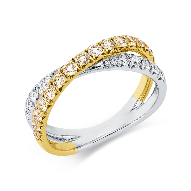 Image 90004304 - Ring 18 kt WG GG, 2 Brillanten 0,05 ct, TW-si, 8 Brillanten 0,20 ct, TW-si, 4 Brillanten ...