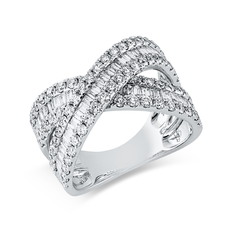 Image 90004314 - Ring 18 kt WG, 61 Baguette 0,57 ct, TW-si, 78 Brillanten 1,25 ct, TW-si, ...