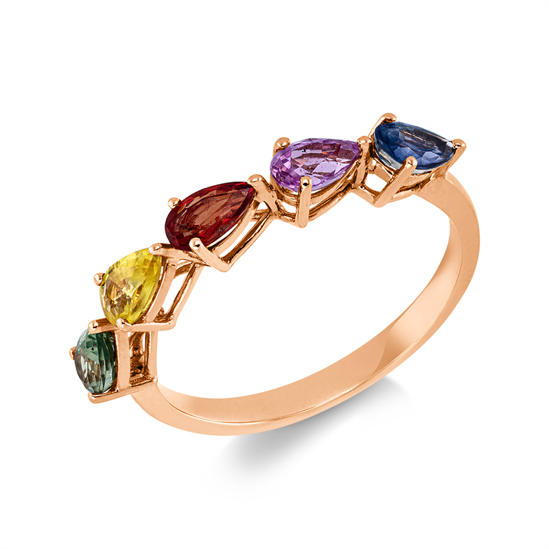 Image 90004321 - Ring 18 kt RG, 5 Saphire 1,39 ct fancy, B:3,5 mm, Weite:54 =*=*= Unterkategorie: ...