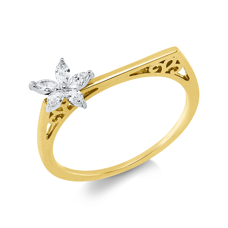 Image 90004322 - Ring 18 kt GG WG, 5 Navette 0,16 ct, TW-si, B:7,0 mm, Weite:54 =*=*= Unterkategorie: ...