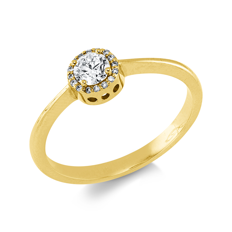 Image 90004323 - Ring 18 kt GG, 1 Brill. 0,23 ct, TW-si, 16 Brillanten 0,04 ct, TW-si, H:5,6 mm, B:5,6 mm, ...