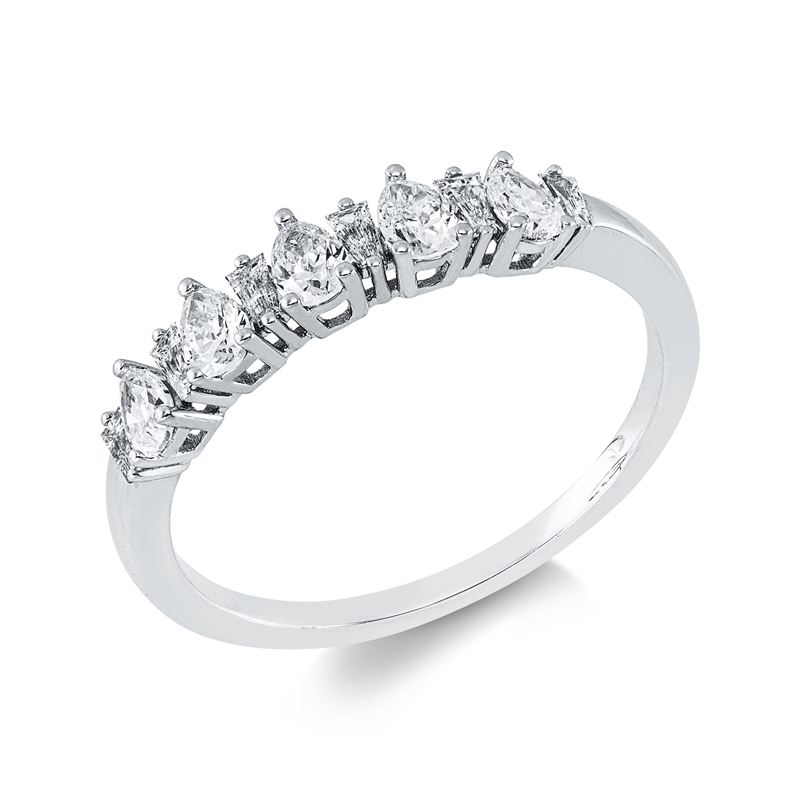 Image 90004329 - Ring 18 kt WG, 6 Tropfen 0,46 ct, TW-si, 6 Trapeze 0,12 ct, TW-si, H:17,4 mm, B:3,8 mm, ...