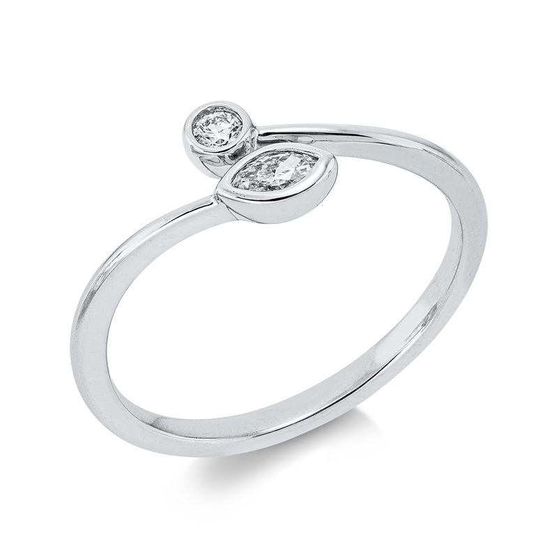 Image 90004330 - Ring Zarge 18 kt WG, 1 Navette 0,08 ct, TW-vsi/si, 1 Brill. 0,04 ct, TW-si, H:5,4 mm, ...