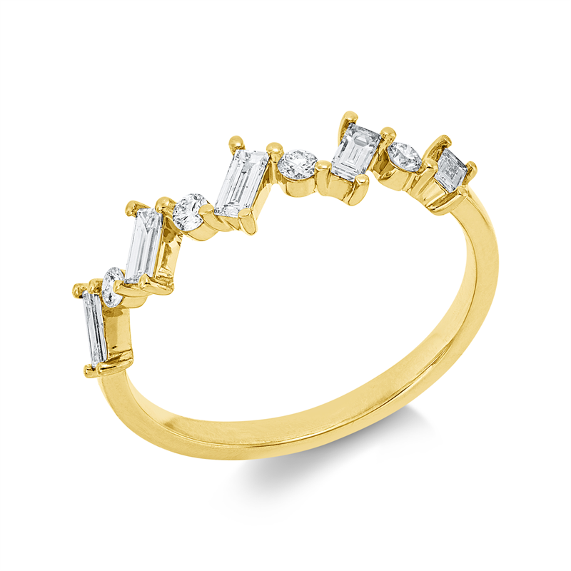 Image 90004341 - Ring 18 kt GG, 5 Baguette 0,27 ct, TW-si, 4 Brillanten 0,10 ct, TW-si, B:4,7 mm, ...