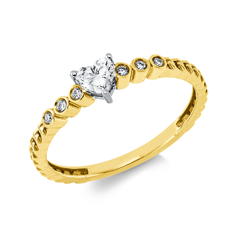 Image 90004354 - Ring 18 kt GG WG, 1 Herzschl. 0,19 ct, F-vsi, 6 Brillanten 0,05 ct, TW-si, H:5,4 mm, ...