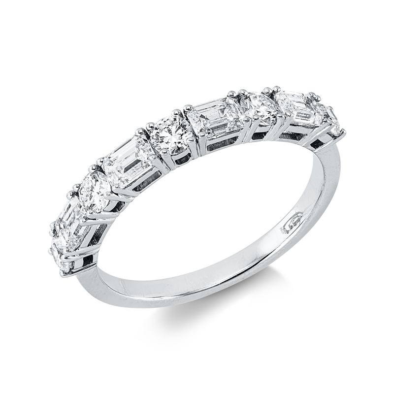 Image 90004356 - Ring 18 kt WG, 4 Sm.schliff 0,74 ct, F-si, 5 Brillanten 0,42 ct, TW-si, B:2,8 mm, ...