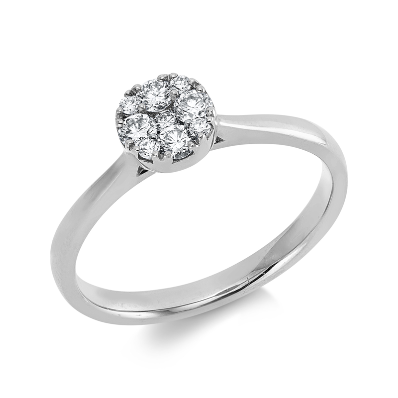 Image 90004386 - Ring 18 kt WG, 9 Brillanten 0,25 ct, TW-si, Weite:53 =*=*= Unterkategorie: Illusion ...