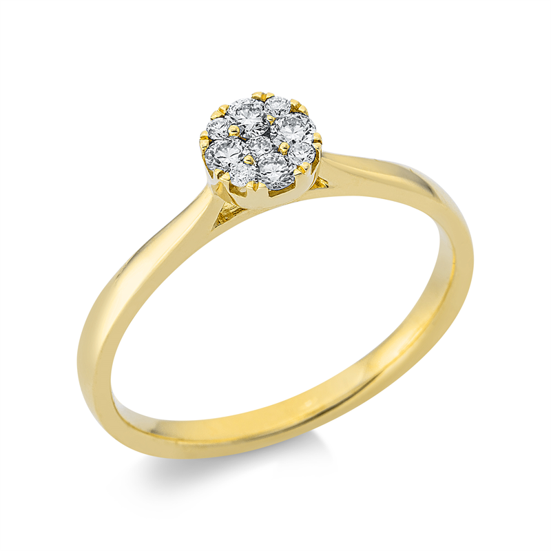 Image 90004388 - Ring 18 kt GG, 4 Brillanten 0,03 ct, TW-si, 5 Brillanten 0,15 ct, TW-si, ...