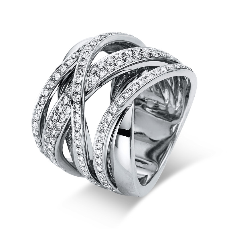 Image 90004396 - Ring 18 kt WG, 127 Brillanten 1,13 ct, TW-vsi, B:18,8 mm, S:9,8 mm, ...