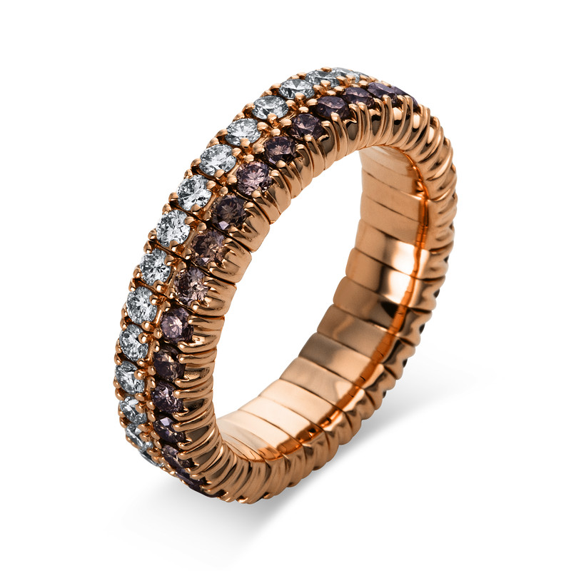 Image 90003535 - Ring 4er-Krappe 18 kt RG, Flex-Band, variabel, 35 Brillanten 0,98 ct, TW-si, 35 ...
