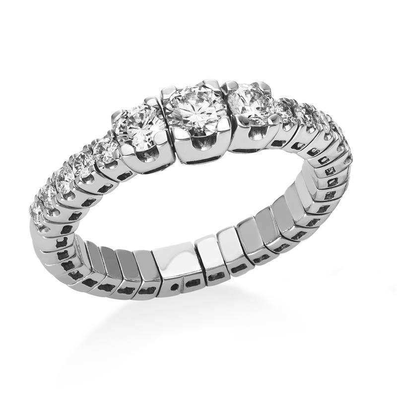 Image 90003537 - Ring 4er-Krappe 18 kt WG GIA1445461078, Flex-Band, variabel, rhodinier, 13 Brillanten ...