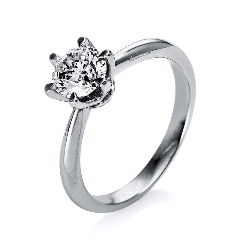 Image 90003543 - Ring 6er-Krappe 18 kt WG P950, 1 Brill. 1,00 ct, TW-si, H:7,5 mm, B:8,1 mm, ...
