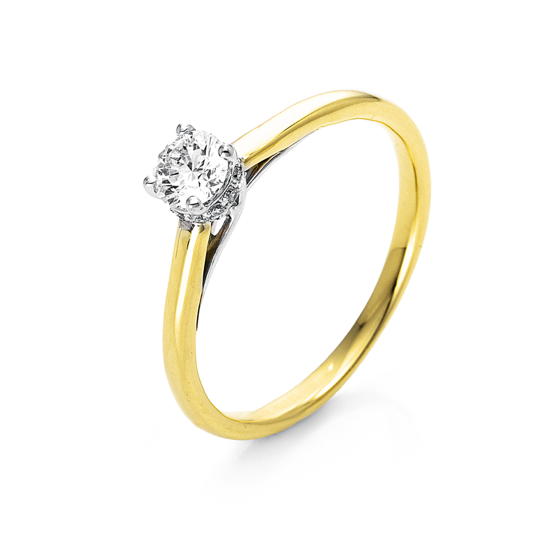 Image 90003544 - Ring 4er-Krappe 18 kt WG GG PT95, 1 Brill. 0,30 ct, TW-si, 12 Brillanten 0,05 ct, TW-si, ...