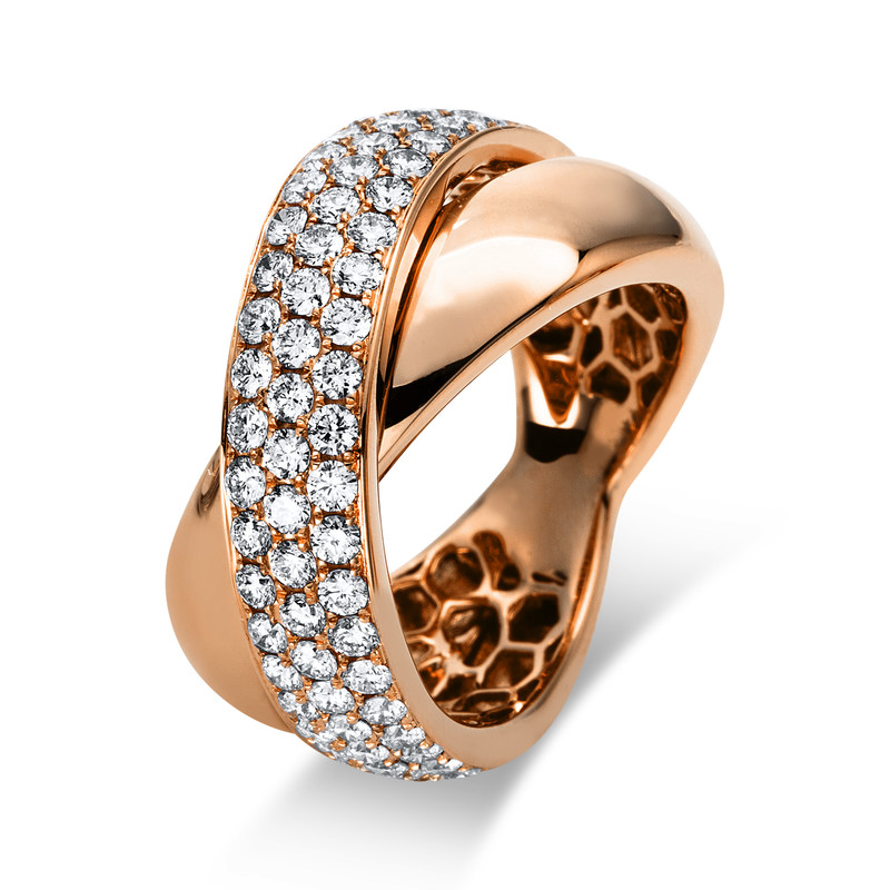 Image 90003567 - Ring 18 kt RG, 69 Brillanten 1,35 ct, TW-si, B:12,3 mm, Weite:53 =*=*= Unterkategorie: ...