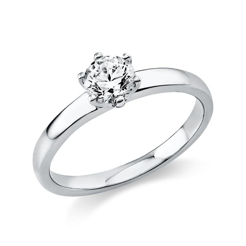 Image 90003570 - Ring 6er-Krappe 18 kt WG, GIA7356018072, 1 Brill. 0,51 ct, TW-si, ...