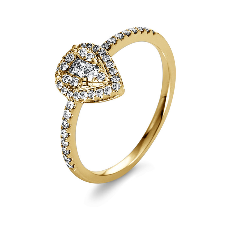 Image 90003571 - Ring 14 kt GG, 1 Brill. 0,04 ct, TW-si, 1 Princ. 0,05 ct, TW-si, 45 Brillanten 0,23 ct, ...