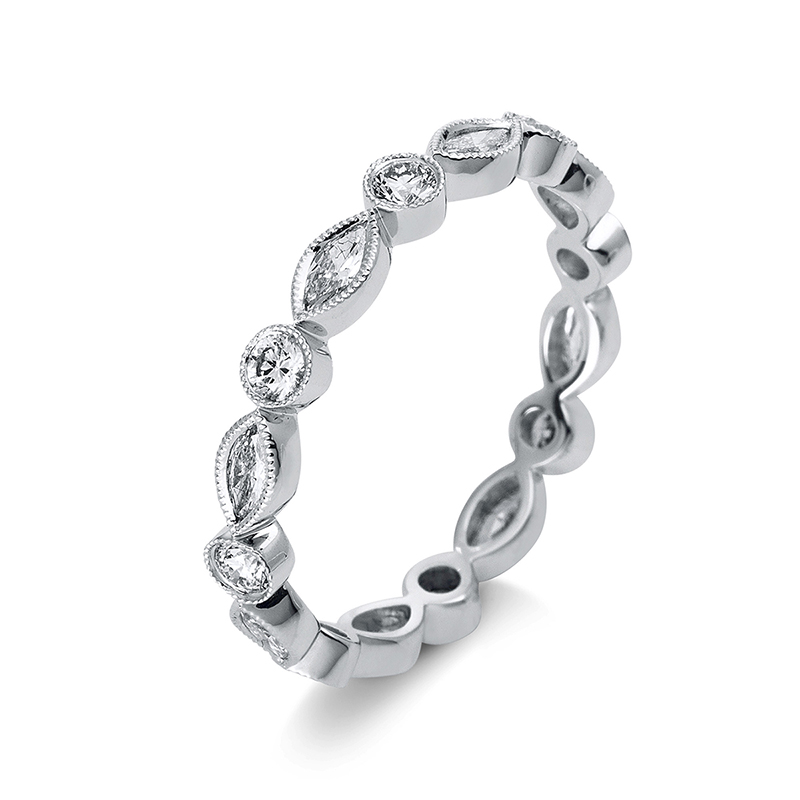 Image 90003575 - Ring 18 kt WG, 8 Navette 0,43 ct, TW-vsi/si, 8 Brillanten 0,37 ct, TW-vsi/si, ...