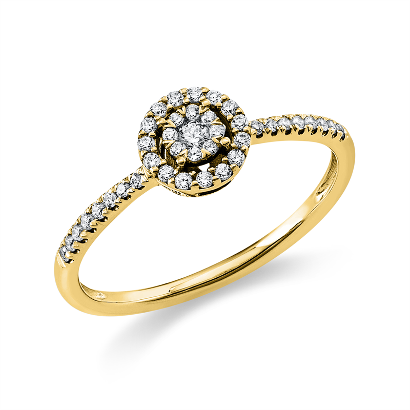 Image 90003580 - Ring 14 kt GG, 1 Brill. 0,03 ct, TW-si, 39 Brillanten 0,17 ct, TW-si, Ø:6,5 mm, ...