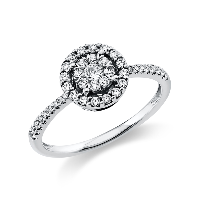 Image 90003569 - Ring 18 kt WG, 1 Brill. 0,08 ct, TW-si, 40 Brillanten 0,32 ct, TW-si, Ø:8,0 mm, ...
