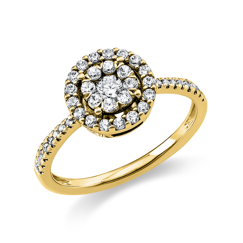 Image Ring 18 kt GG, 1 Brill. 0,10 ct, TW-si, 41 Brillanten 0,40 ct, TW-si, Ø:9,0 mm, Weite:58