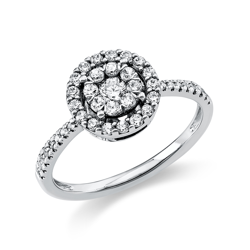 Image Ring 18 kt WG, 8 Brillanten 0,12 ct, TW-si, 1 Brill. 0,11 ct, TW-si, 33 Brillanten 0,28 ...