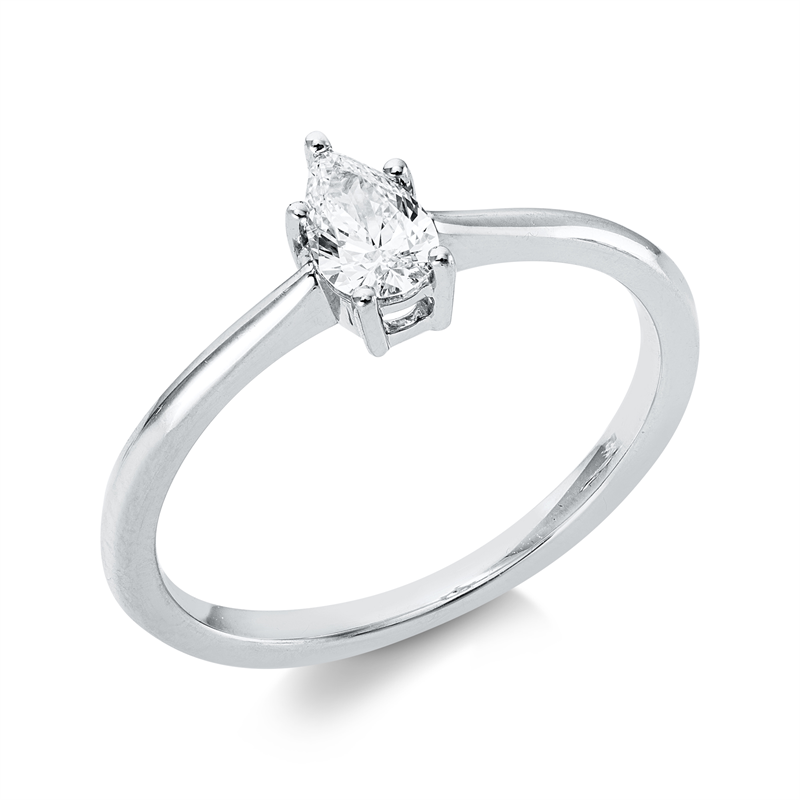 Image 90004409 - Ring 4er-Krappe 18 kt WG P950, 90130202, 1 Tropfen 0,30 ct, E-vsi, H:4,4 mm, B:6,9 mm, ...