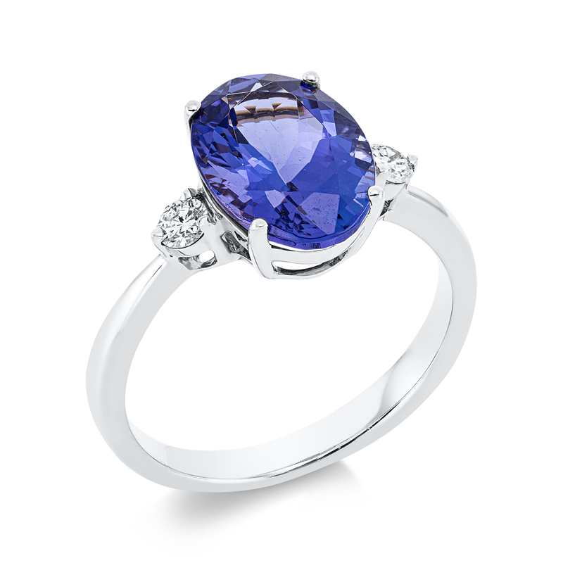 Image 90004416 - Ring 18 kt WG, 2 Brillanten 0,16 ct, TW-si, 1 Tansanit 3,94 ct blau, ...
