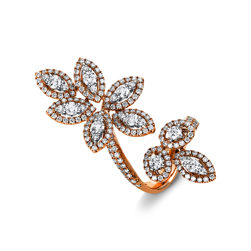 Image 90004417 - Ring 18 kt RG WG, 9 Brillanten 1,01 ct, TW-vsi/si, 190 Brillanten 1,59 ct, TW-vsi/si, ...
