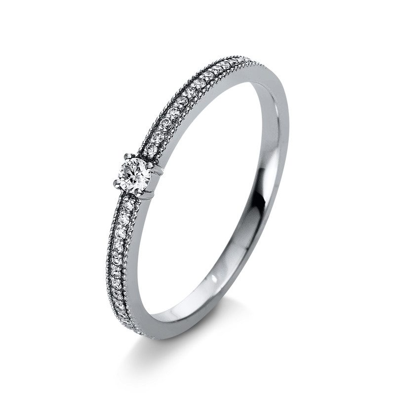 Image 90004418 - Ring 4er-Krappe 18 kt WG, 1 Brill. 0,05 ct, TW-si, 26 Brillanten 0,08 ct, TW-si, ...