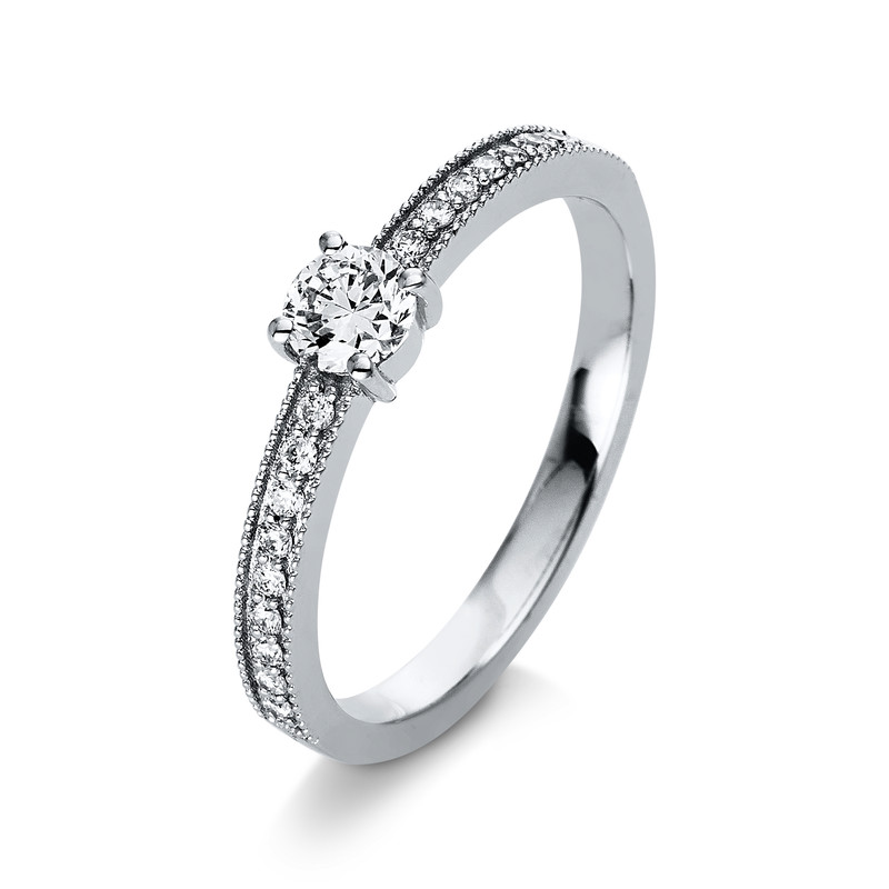 Image 90004422 - Ring 4er-Krappe 18 kt WG, 1 Brill. 0,25 ct, TW-si, 18 Brillanten 0,13 ct, TW-si, ...