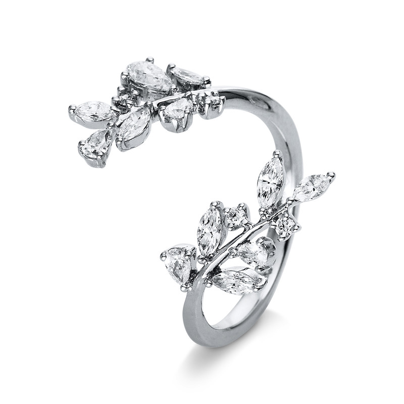 Image 90004424 - Ring 18 kt WG, 7 Navette 0,38 ct, TW-si, 5 Tropfen 0,33 ct, TW-si, 4 Brillanten 0,06 ct, ...