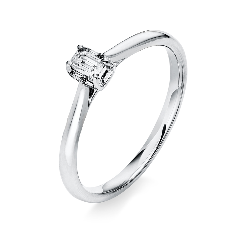 Image 90004425 - Ring 4er-Krappe 18 kt WG, 1 Sm.schliff 0,16 ct, TW-si, 6 Baguette 0,04 ct, TW-si, H:3,8 ...