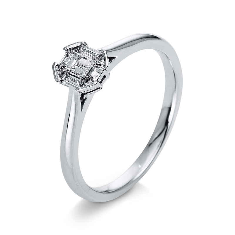 Image 90004426 - Ring 18 kt WG, 1 Sm.schliff 0,11 ct, TW-si, 8 Trapeze 0,15 ct, TW-si, ...