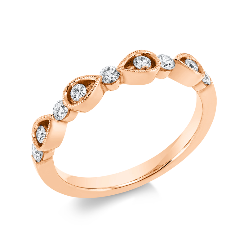 Image Ring 18 kt RG, 4 Brillanten 0,10 ct, TW-si, 5 Brillanten 0,19 ct, TW-si, B:3,4 mm, ...