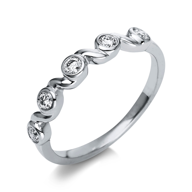 Image Ring Zarge 18 kt WG, 5 Brillanten 0,21 ct, TW-si, B:3,3 mm, Weite:53