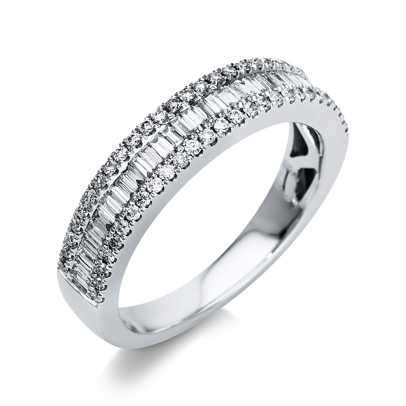 Image Ring 18 kt WG, 32 Baguette 0,30 ct, TW-si, 54 Brillanten 0,27 ct, TW-si, Weite:54