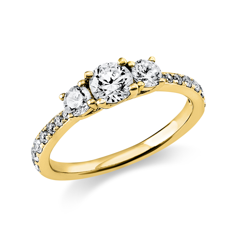 Image 90003148 - Ring 4er-Krappe 18 kt GG, GIA5296347258, 2 Brillanten 0,31 ct, TW-si, 1 Brill. 0,40 ct, ...