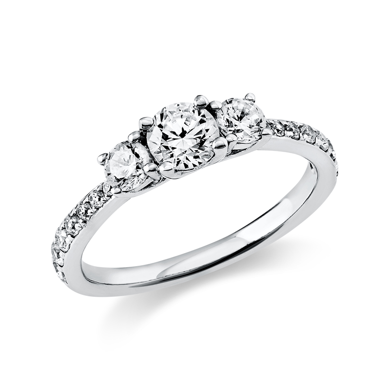Image 90003150 - Ring 4er-Krappe 18 kt WG, GIA6281766068, 2 Brillanten 0,31 ct, TW-si, 1 Brill. 0,40 ct, ...