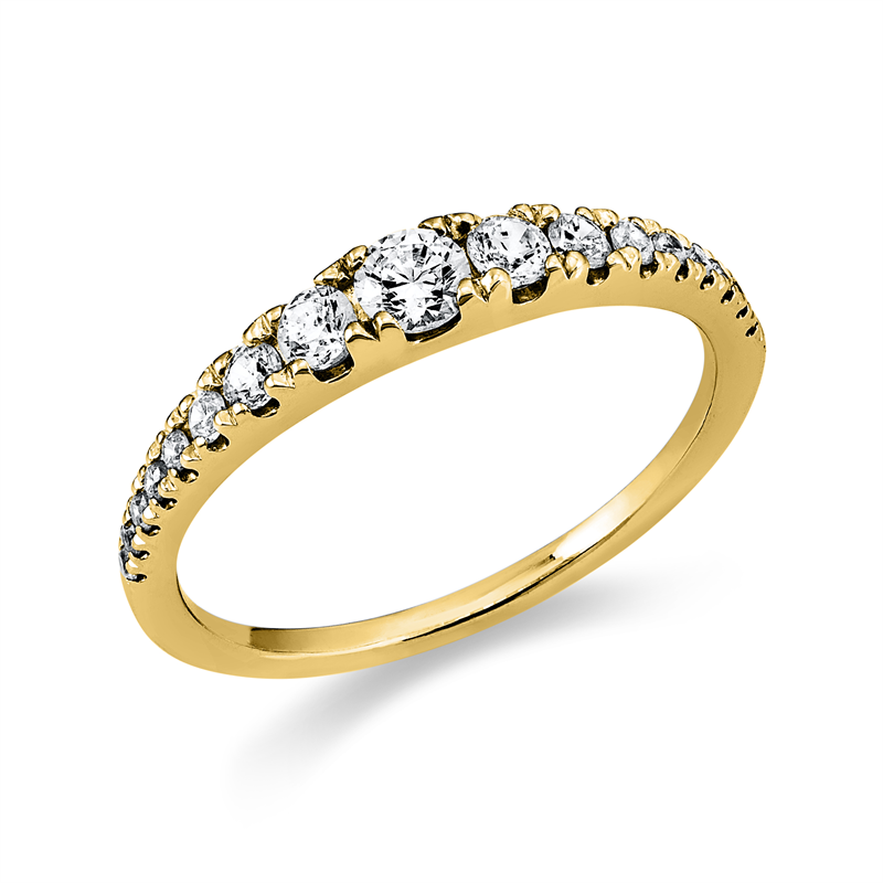 Image Ring 18 kt GG, 12 Brillanten 0,30 ct, TW-si, 1 Brill. 0,14 ct, TW-si, 4 Brillanten 0,03 ...